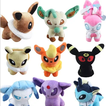 

2017 Free Shipping 9Pcs/Lot Anime Vaporeon Jolteon Flareon Espeon Umbreon Leafeon Glaceon Sylveon Eevee Plush Toys 12cm