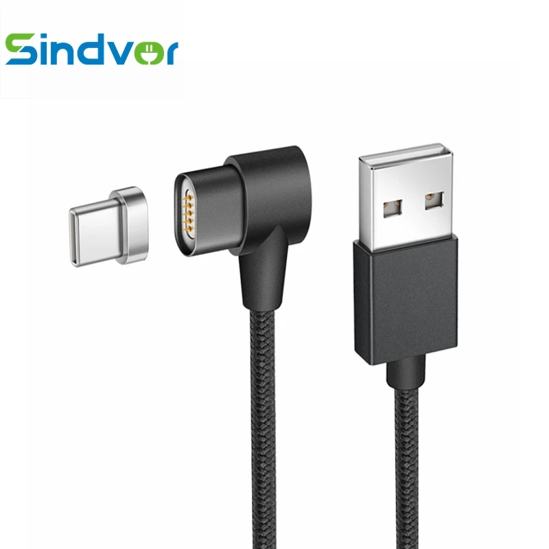 Sindvor usb type C Магнитный зарядный кабель для передачи данных для huawei Honor 8 мобильный телефон l-тип нейлоновая оплетка Магнитный кабель магнит type-C