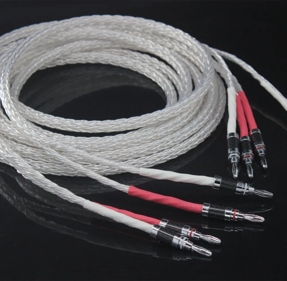 High Quality 1Pair USA Kimber 8AG Silver speaker cable hifi Carbon
