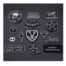1PC Patches For Clothing Embroidery Black White Badge Ratman/Diamond/Peace/Lightning Patches For Apparel Bags DIY Accessories