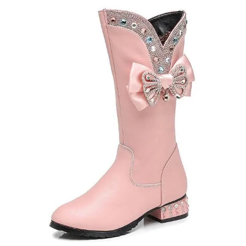 New Winter Children Shoes Rhinestone Genuine Leather Boots Girls Baby Party High Boots Princess Warm Plush Kids Snow Boots 02B цена New Winter Children Shoes Rhinestone Genuine Leather Boots Girls Baby Party High Boots Princess Warm Plush Kids Snow Boots 02B цены онлайн