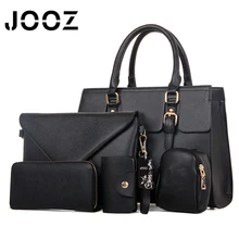 JOOZ Marca Solid Cuero de LA PU Bolsos de La Señora 5 Unids Compuesto Bolsas Establecen Mujeres Hombro Bolsa de Mensajero Crossbody Embragues Monedero de La Cartera