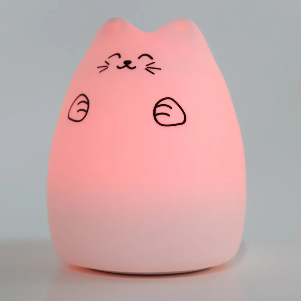 Cat Colorful Animal Silicone Meng Pet 2 Modes Children Cute Light Lamp Night Light Christmas Bedroom Light in LED Night Lights from Lights & Lighting on