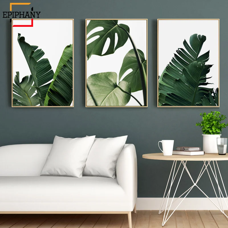 

Modern Green Plant Wall Art Tropical Leaves Botanical Print Monstera Banana Leaf Tropical Decor Wall Pictures for Living Room