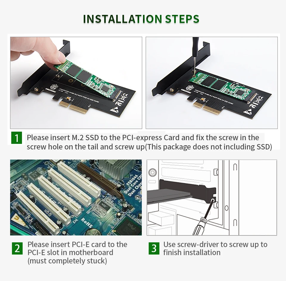 M.2 Накопитель SSD с протоколом NVME NGFF на PCI-E X4 адаптер M ключ Поддерживаемые карты PCI Express3.0