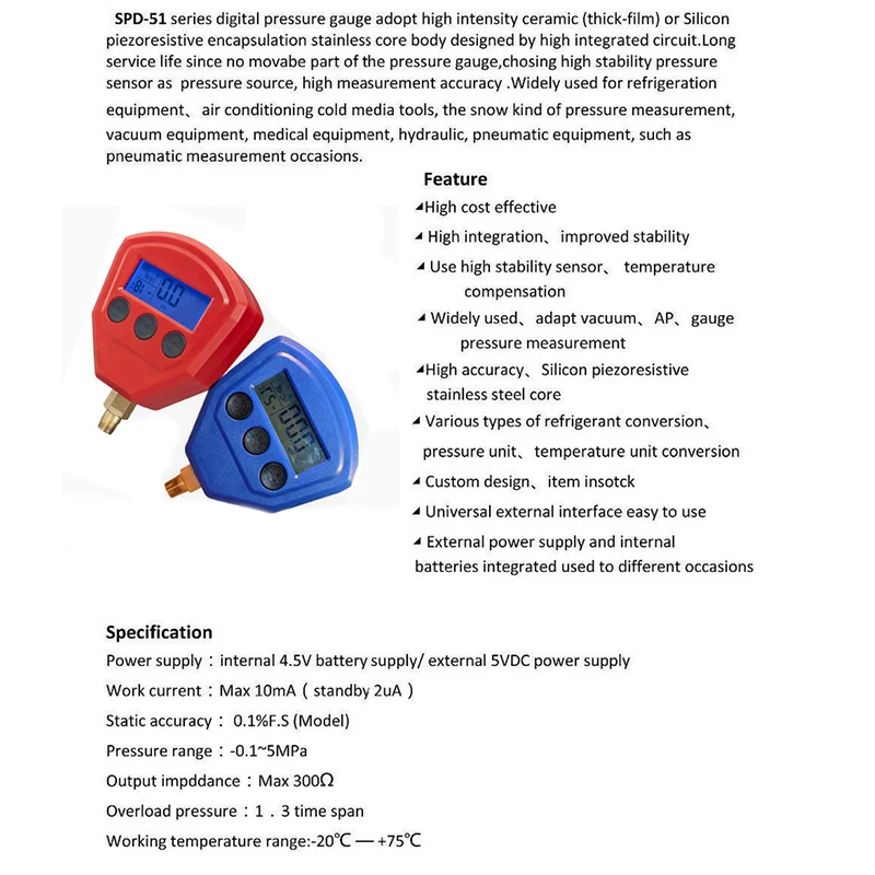 R134a R22 R404A R410A R407C 1 шт./пара цифровой ЖК-дисплей датчик низкого/высокого давления для автомобильного кондиционера A/C холодильное