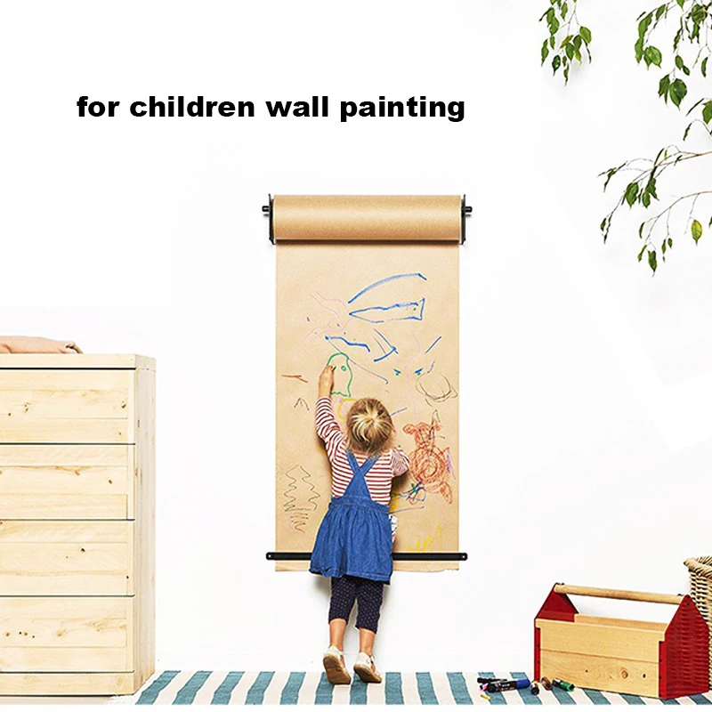 

Wall Mounted Kraft Paper Roll Holder Wall Decor Children Painting Cafe Menu