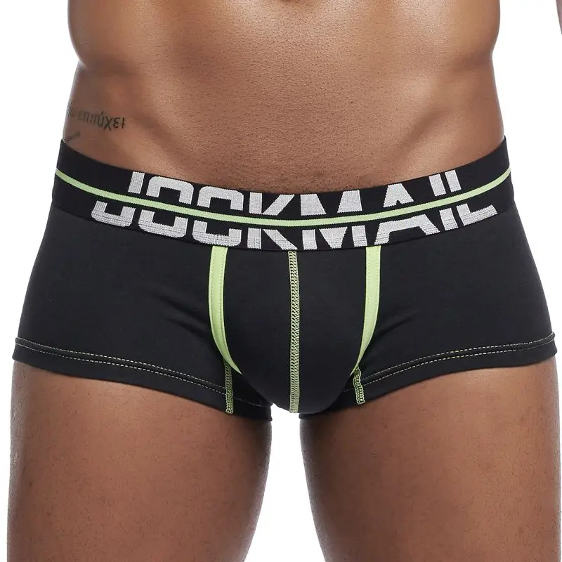 JOCKMAIL, модное мужское нижнее белье, боксеры, шорты, трусы, хлопок, сексуальное мужское нижнее белье, боксеры, u-выпуклые мужские трусы, мужские трусы для геев - Цвет: Черный