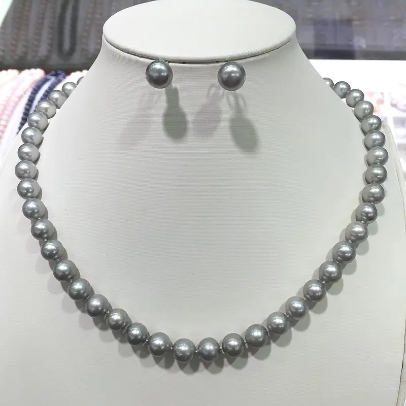 fine jewelry sets necklace stud earring grey(gray) color good quality