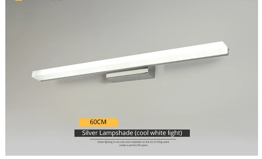 Светодиодная зеркальная нержавеющая сталь AC85-265V современный настенный светильник для ванной огни 40 см, 60 см/80 см 100 см 120 см аппликации