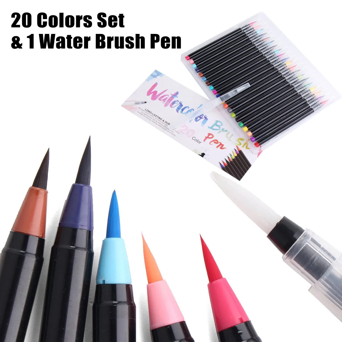 

20 Colors Watercolor Pen Set Drawing Painting Brush Artist Sketch Manga Marker Non-toxic Quick Dry Odorless Strong Cover Power