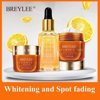 

BREYLEE Vitamin C Whitening Set Face Serum Eyes Cream Facial Cream Remove Dark Circles Fade Freckles Spots Melanin Skin Care