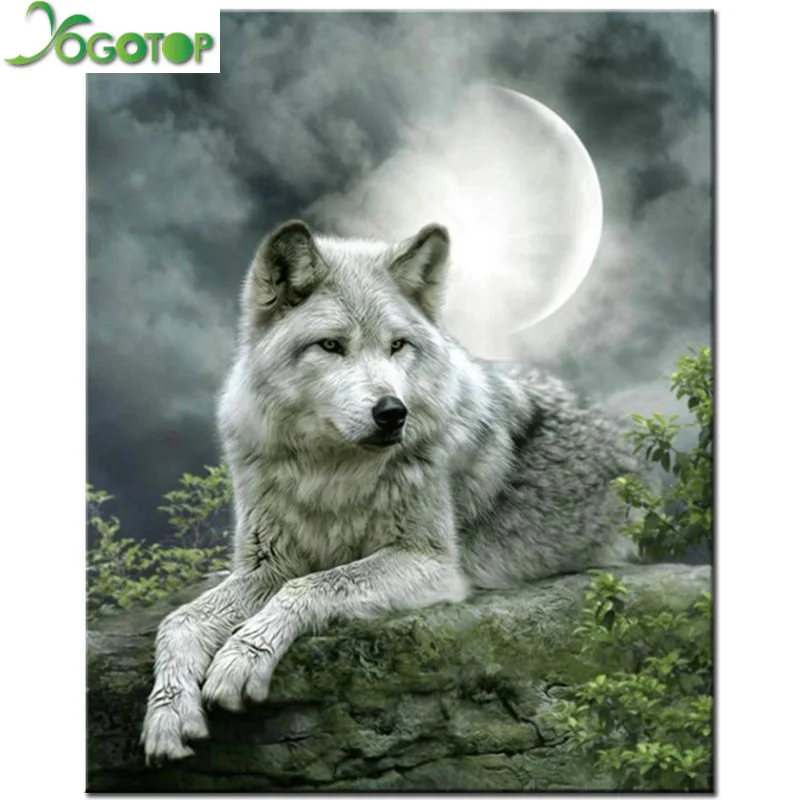 Rhinestone painting crystal Home Decor DIY Diamond painting moon Wolf 3D cross stitch pattern diamond embroidery GT582