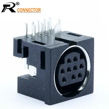 

10pcs/lot 9 Pin Mini DIN Female Jack Terminals 90 Degree / Right Angle PCB Panel Mount 9Pin Mini DIN Jack Socket Chassis