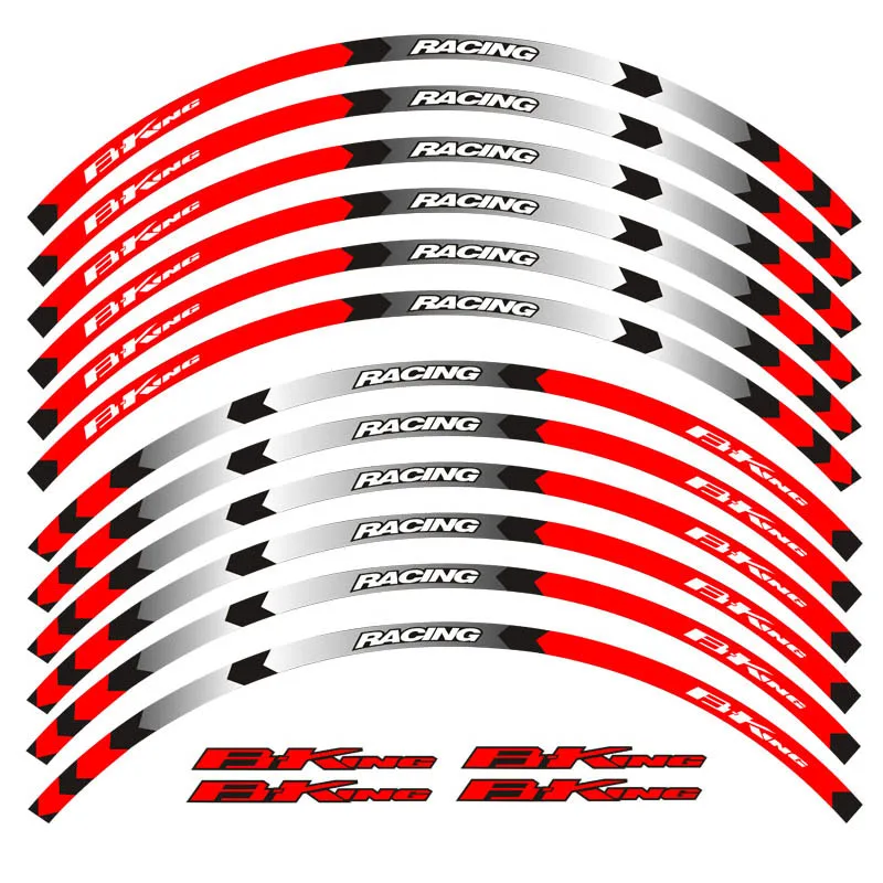 Обода мотоцикла, полосы, наклейки, 17 дюймов, клейкая отражающая лента для SUZUKI B-King 400 600 1300, Светоотражающая наклейка - Цвет: A Red