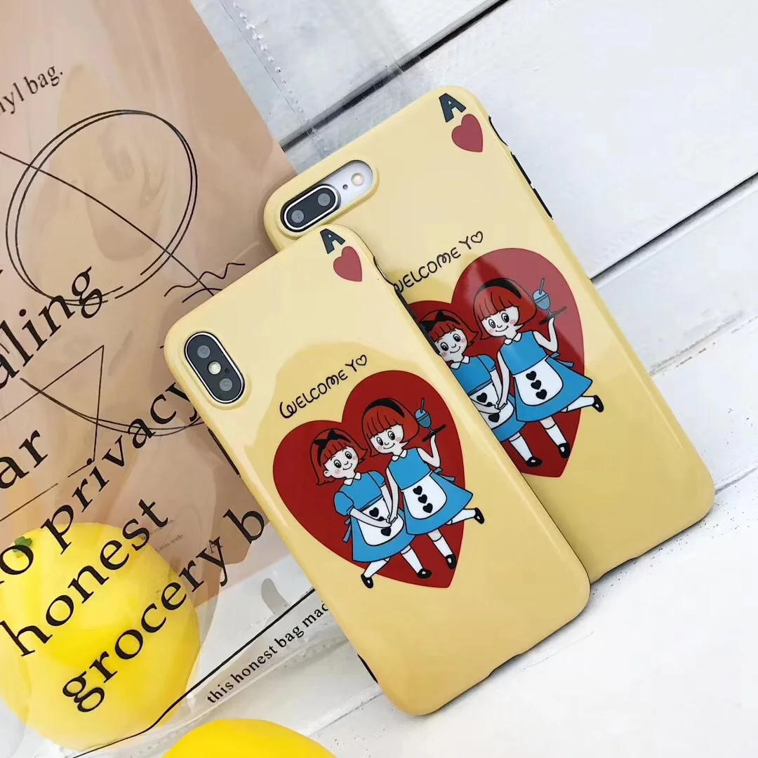 

Fashion Retro love heart beauty girls Phone Case For iPhone cover X coque 7 7 Puls 8 6s puls 6 plus case silicon soft Back cover