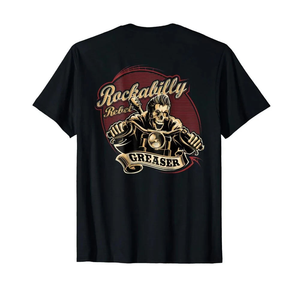 Байкерские футболки с принтом сзади-Rockabilly Rebel Greaser Gift новые модные повседневные