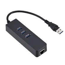 High Speed USB 3.0 Hub 3 Port 10/100/1000 Mbps To RJ45 Gigabit Ethernet LAN Wired Network Adapter Converter For Windows Mac High Speed USB 3.0 Hub 3 Port 10/100/1000 Mbps To RJ45 Gigabit Ethernet LAN Wired Network Adapter Converter For Windows Mac
