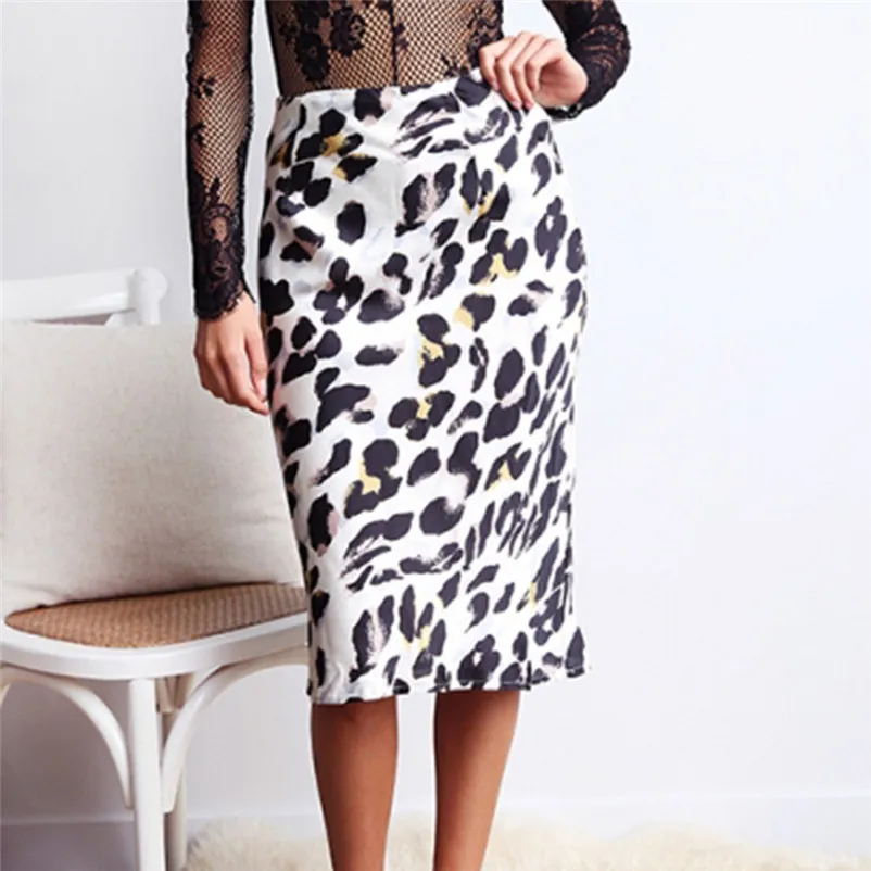 NEW Fashion 2018 style skirts womens Leopard Print High Waist Lady Sexy Casual Cocktail Club Long Skirt Femme Saia S28#N (5)