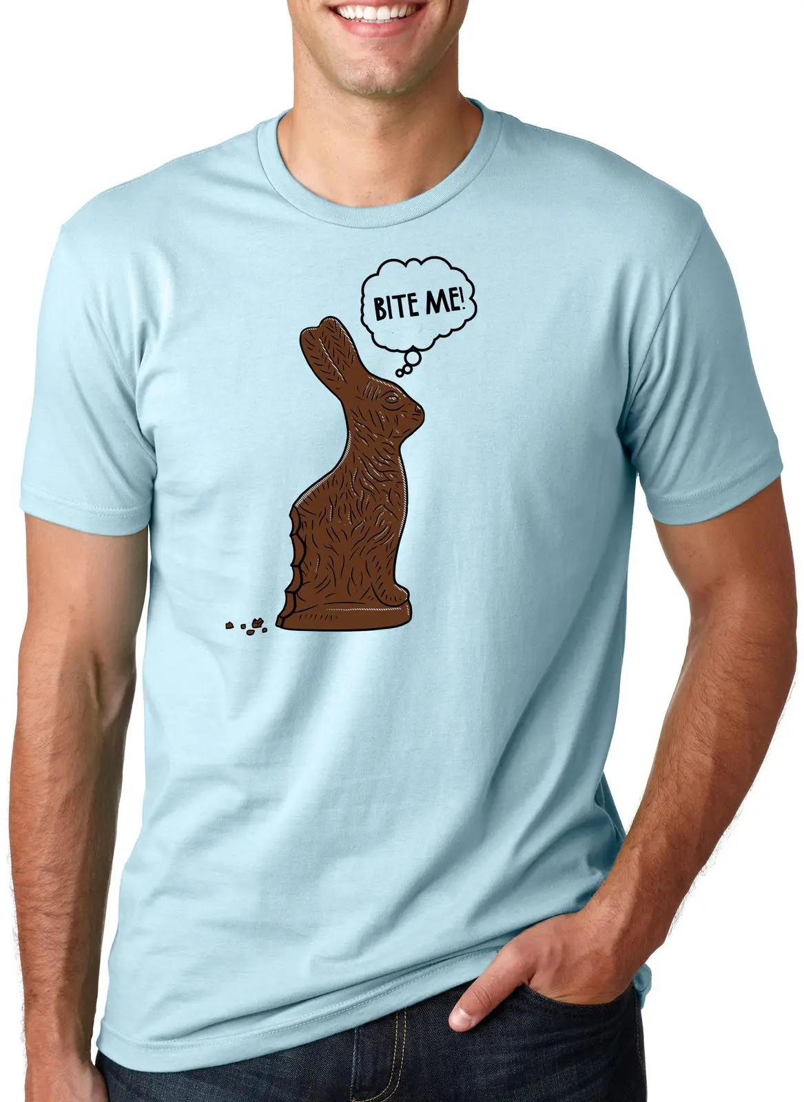 Mens Bite Me Chocolate Easter Bunny T Shirt Funny Easter Basket Teet