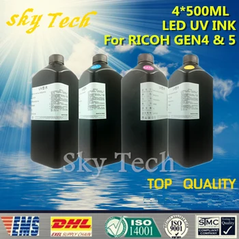 

LED UV INK 500ML*4 . For G4 G5 Ricoh print head UV Printer ,For Print On leather paper etc soft materials ,K C M Y 4 color