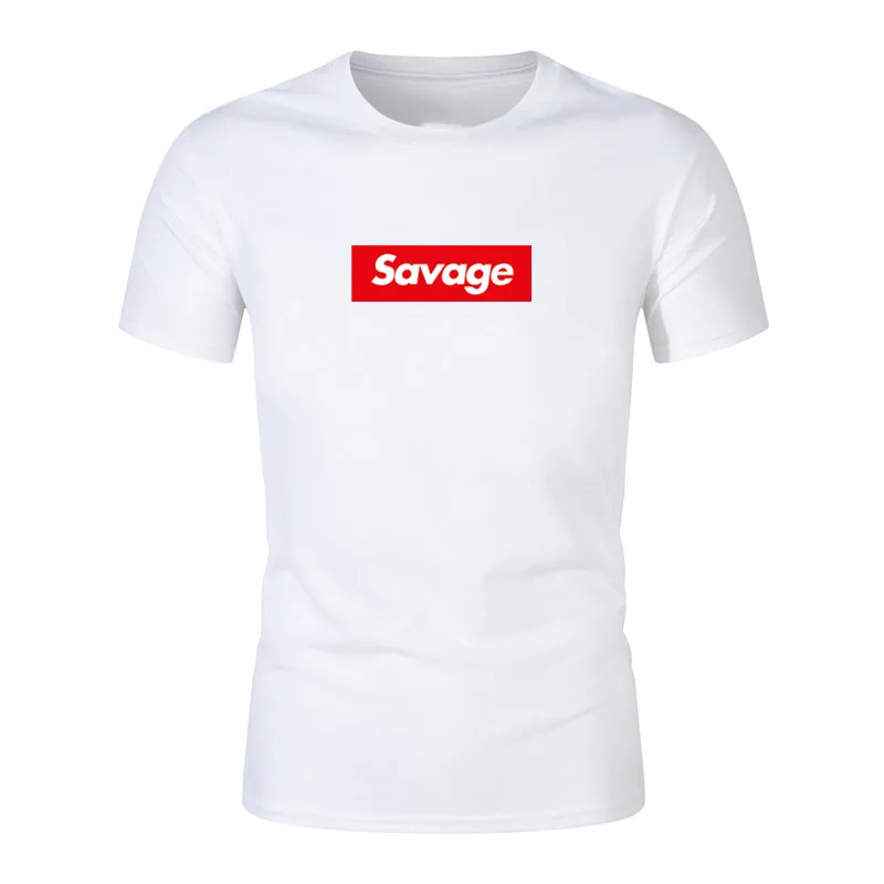 

New Brand 2019 Fashion Savage Hip hop T Shirt Parody No Heart Savage Letter Print T-Shirt Cotton Suprem Short Sleeve Tops Tee