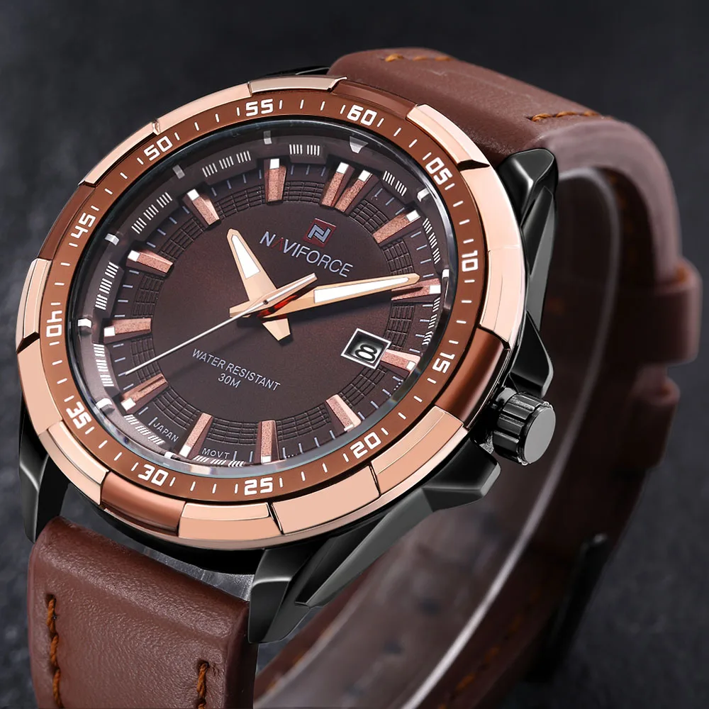 

NAVIFORCE Famous Relogio Militar Men Watches Military Sports Men's Quartz Waterproof Clock Man Leather Strap Casual Wrist Watch