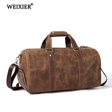 Бренд WEIXIER, новинка, Crazy horse, натуральная кожа, мужская сумка на выходные, винтажная, мужская, дорожная сумка, для багажа, вещевой мешок, большая, для путешествий, Мужская