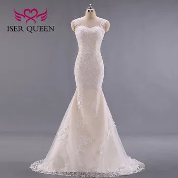 

Real Photo Sexy Backless Embroidery Lace Mermaid Wedding Dresses Vestido De Novia Wedding Gowns Beading Bride Dress W0022