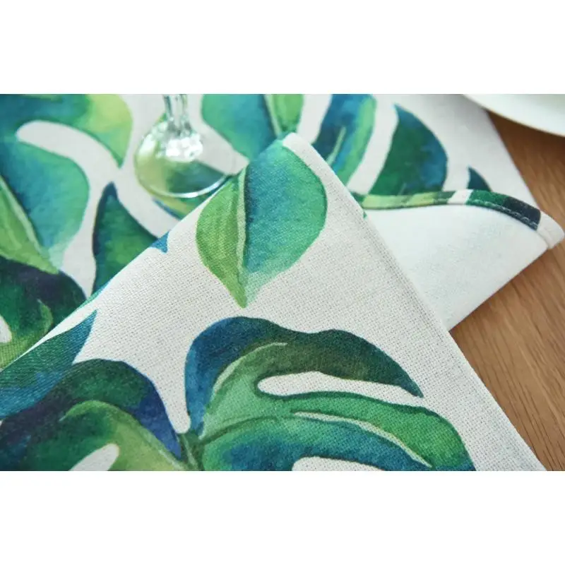 Cotton Tropical Leaves Table Runner