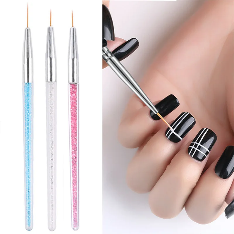 

3PC/lot Nail Art Brush Crystal Acrylic fashion Dotting Painting UV Gel Liner Polish Brush Tool Manicure Pen Set