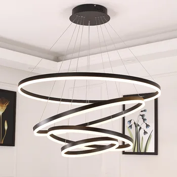 Luces colgantes blancas/negras para comedor, dormitorio, iluminación inteligente para el hogar, luminaria de suspensión, lámparas de techo colgante moderna