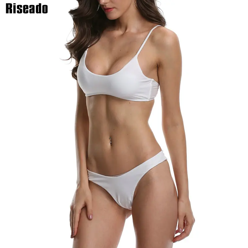 

Riseado New Brazilian Bikini Sexy Swimwear Women Low Cut Swimsuit Solid Removable Strap Summer Beachwear Bathing Suits
