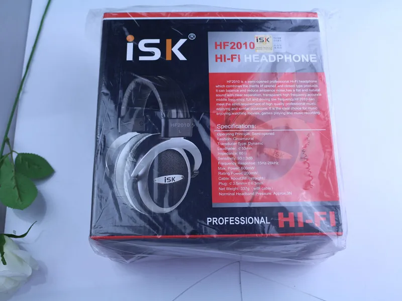 Оригинальные наушники ISK HF2010 с полуоткрытым монитором, Hi-Fi стерео наушники для студийной записи, Аудио гарнитура с шумоподавлением, наушники