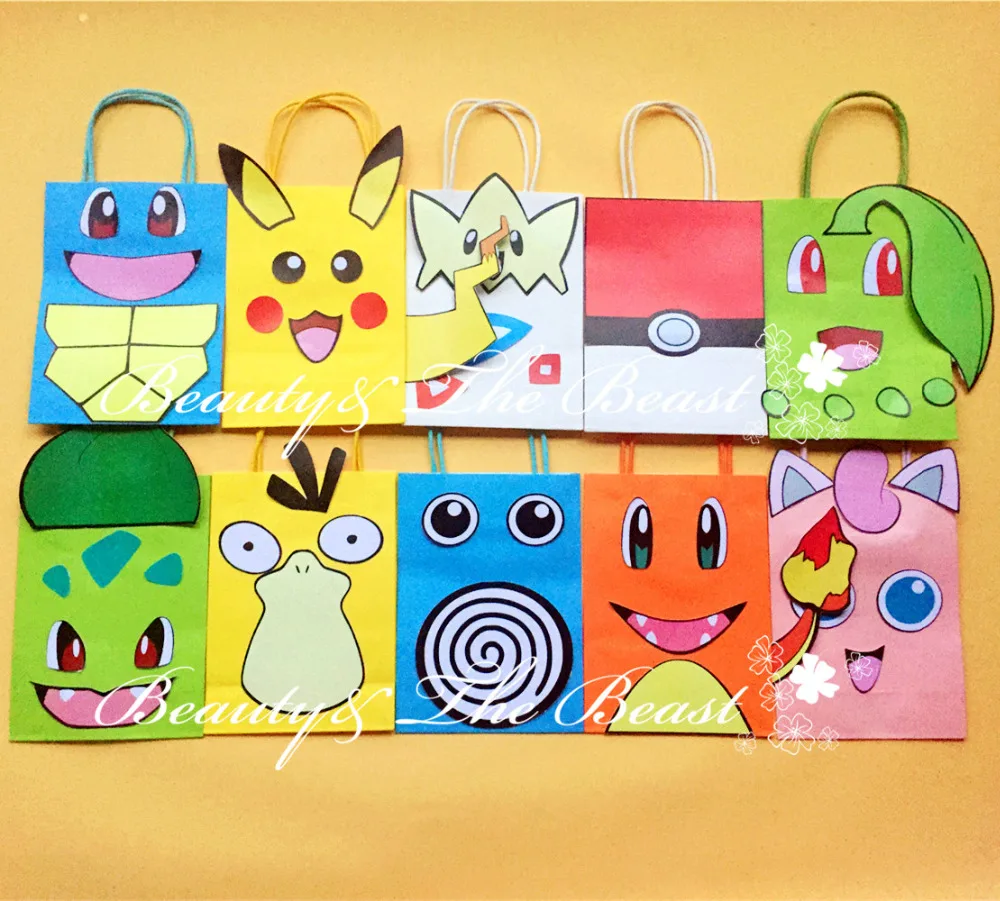 Pokemon Aller Pikachu Faveur Sac Cadeau Sac De Fete D Anniversaire Decorations Enfants Partie Fournitures Baby Shower Candy Bar Aliexpress