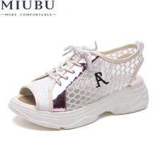 MIUBU Fashion Summer Women's Sandals Casual Mesh Breathable Shoes Women Ladies Wedges Sandals Lace Platform Sandalias цена MIUBU Fashion Summer Women's Sandals Casual Mesh Breathable Shoes Women Ladies Wedges Sandals Lace Platform Sandalias цены онлайн