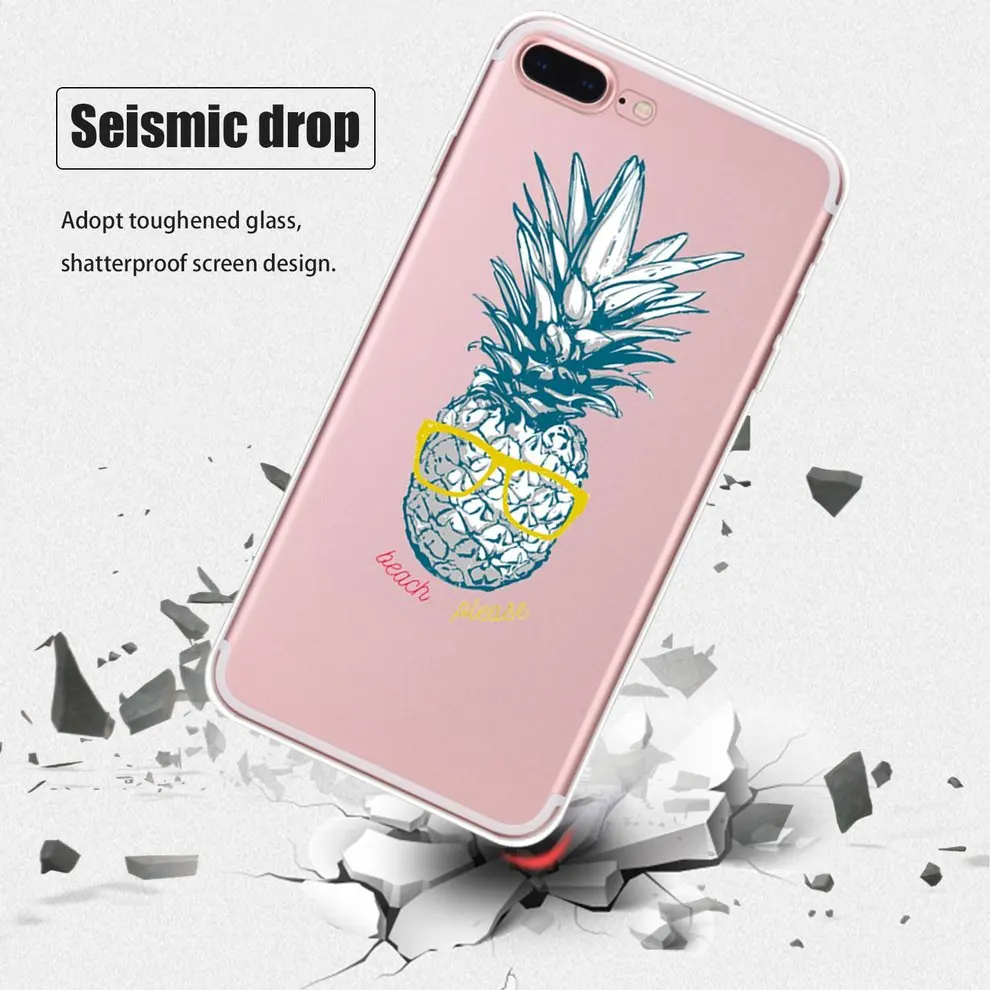 

2 Pcs Fresh Pineapple Cell Phone Case Clever TPU Color Printing Phone Cover Fruit Printing Phone Shell For iPhone 7/8 plus