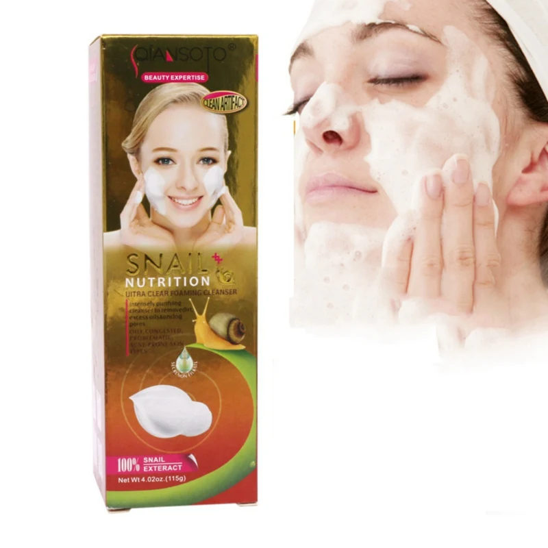 Facial Massage Snail Foam Face Cleanser Brush Acne Treatment Oil