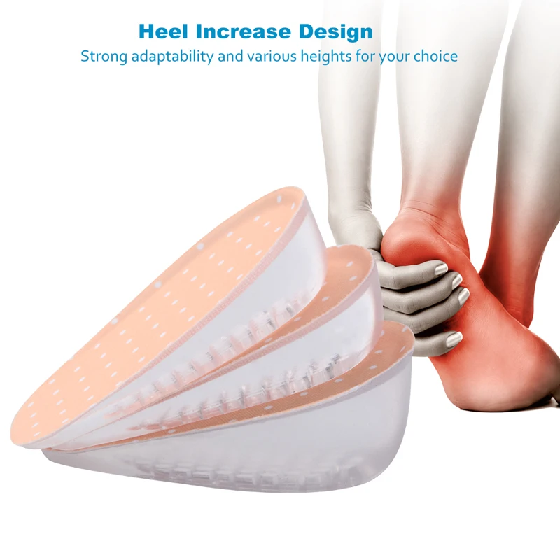Soumit силикагель стелс увеличился половина пятки стельки для мужчин и женщин стельки демпфирования буфера каблук колодки