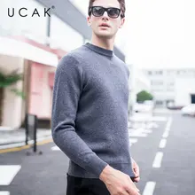 UCAK Brand Sweater Men Autumn Winter Thick Warm O-Neck Pull Homme Pure Merino Wool Pullover Men Knitwear Cashmere Sweaters U3016