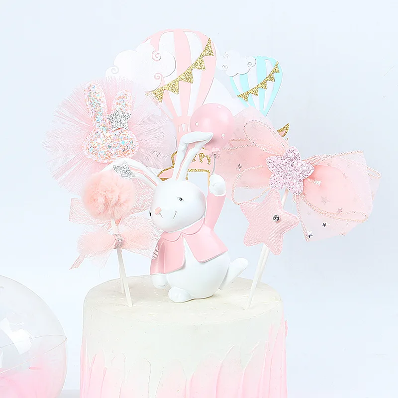 

Pink Diamond Angel Wings Happy Birthday Cake Toppers Top Flags Cake Decoration Boy/Girl Baby Shower Baking Wedding Party Supplie
