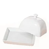 Quail 6 Inch Butter Sealing Tank,Ceramic,White,with Lid,Cheese Server Storage Keeper Tray Cheese Dish,golden Trim ► Photo 2/6