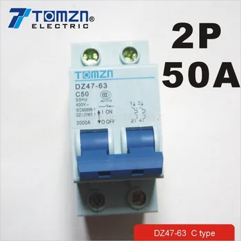 

2P 50A 400V~ 50HZ/60HZ Circuit breaker AC MCB safety breaker C type