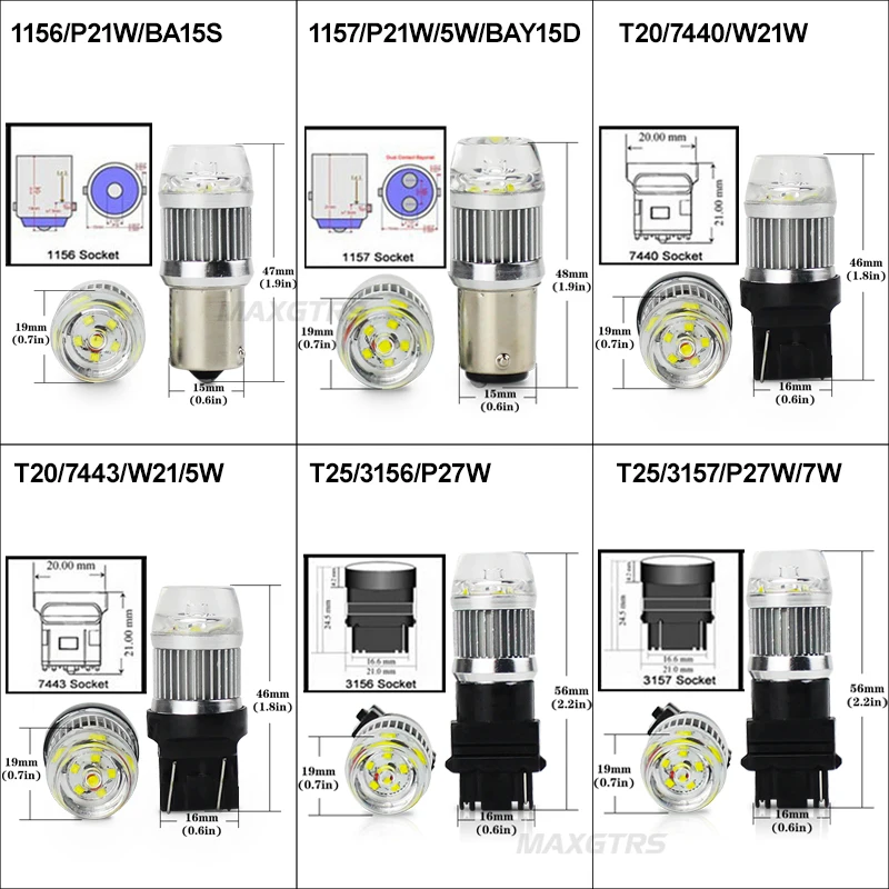 2x S25 1156 1157 7440 7443 W21W W21/5 Вт P21W BA15S Светодиодная лампа для авто для парковки задом Тормозная туман Фары заднего хода лампы объективов