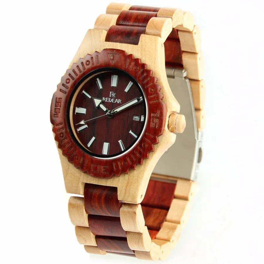 

New Men' Watch Quartz Clock Wood Watch relogio masculino Calendar Timer Timepiece Gift
