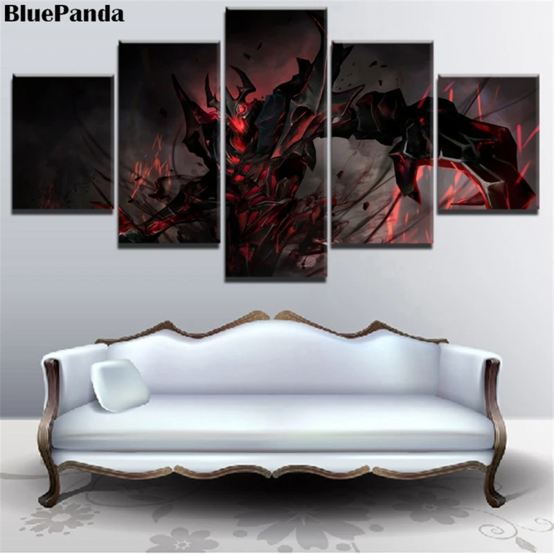  DotA 2 Shadow Fiend Game 5 Pieces Modern Poster Wall Art Canvas Paintings Decoration Pictures For L
