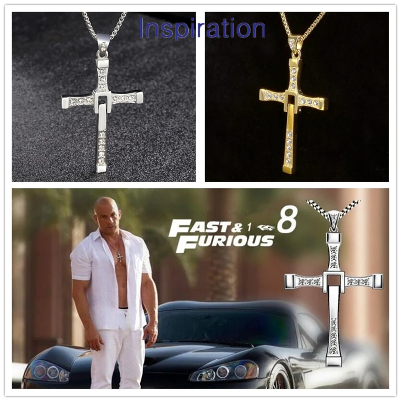 

Exquisite Titanium Jewelry Fast and Furious 8 Cross Necklace Men Stainless Steel Necklace Dominic Toretto Cross Pendant Necklace