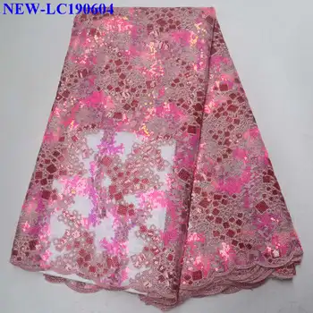 

Latest French African Tulle Lace Fabric High Quality Pink color African Embroidered Tulle Lace Fabric For Wedding Dress XGS02