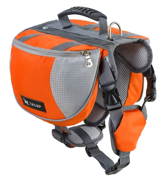Рюкзак для собак из полиэстера для путешествий, кемпинга, походов, седельная сумка для маленьких, средних и больших собак, бесплатный подарок - Цвет: orange with gift