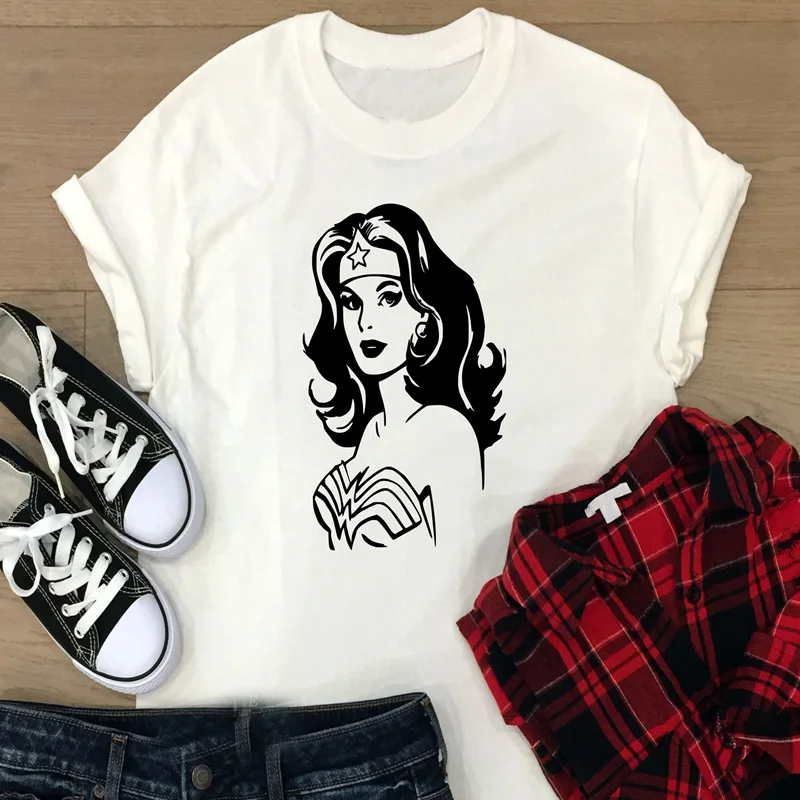 Женская хлопковая футболка с коротким рукавом Wonder Woman летняя Harajuku Feminist Camisas Mujer |